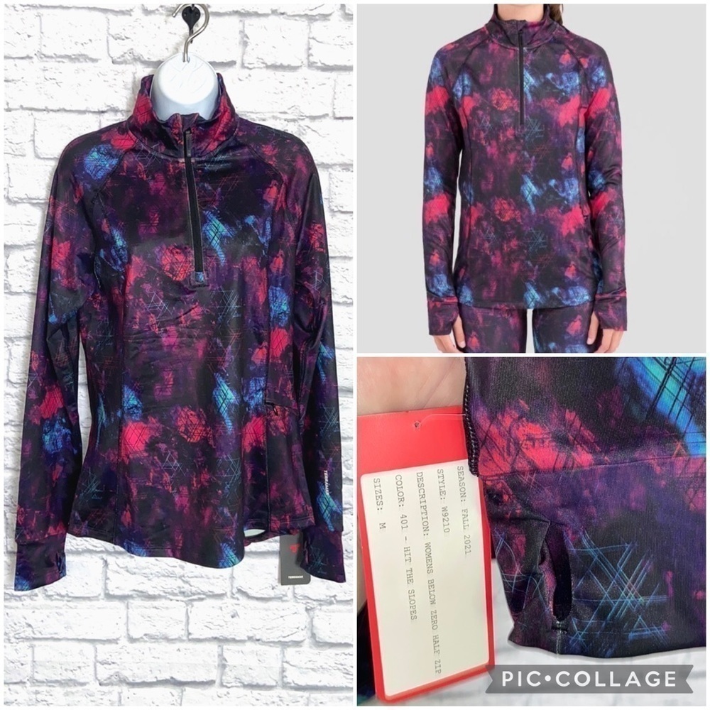 Terramar Purple Galaxy Merino Below Zero Half Zip Climasense 3.0 size Medium